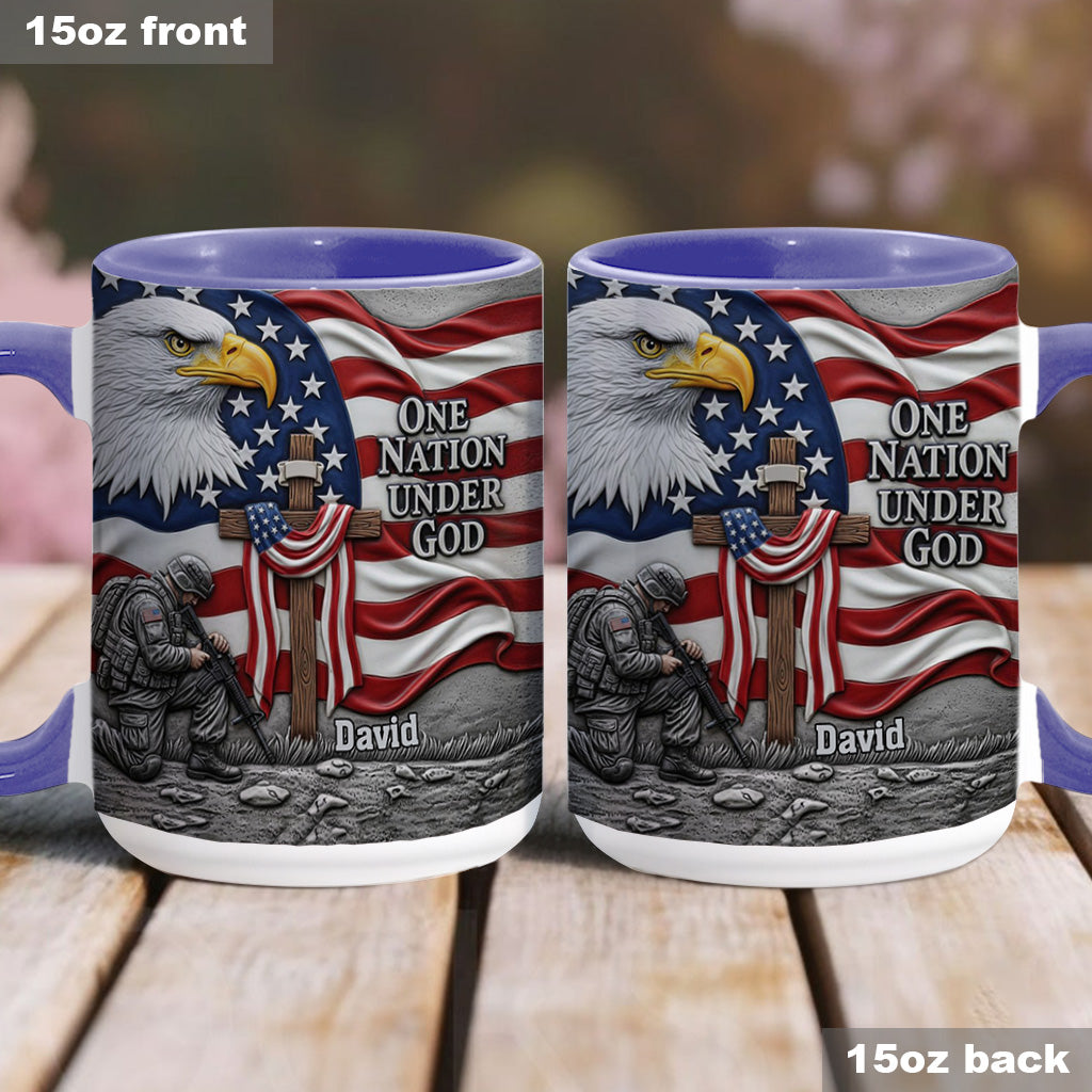 One Nation Under God - Personalized Bald Eagle Accent Mug