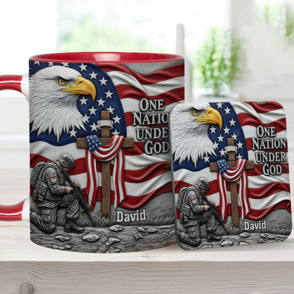 One Nation Under God - Personalized Bald Eagle Accent Mug