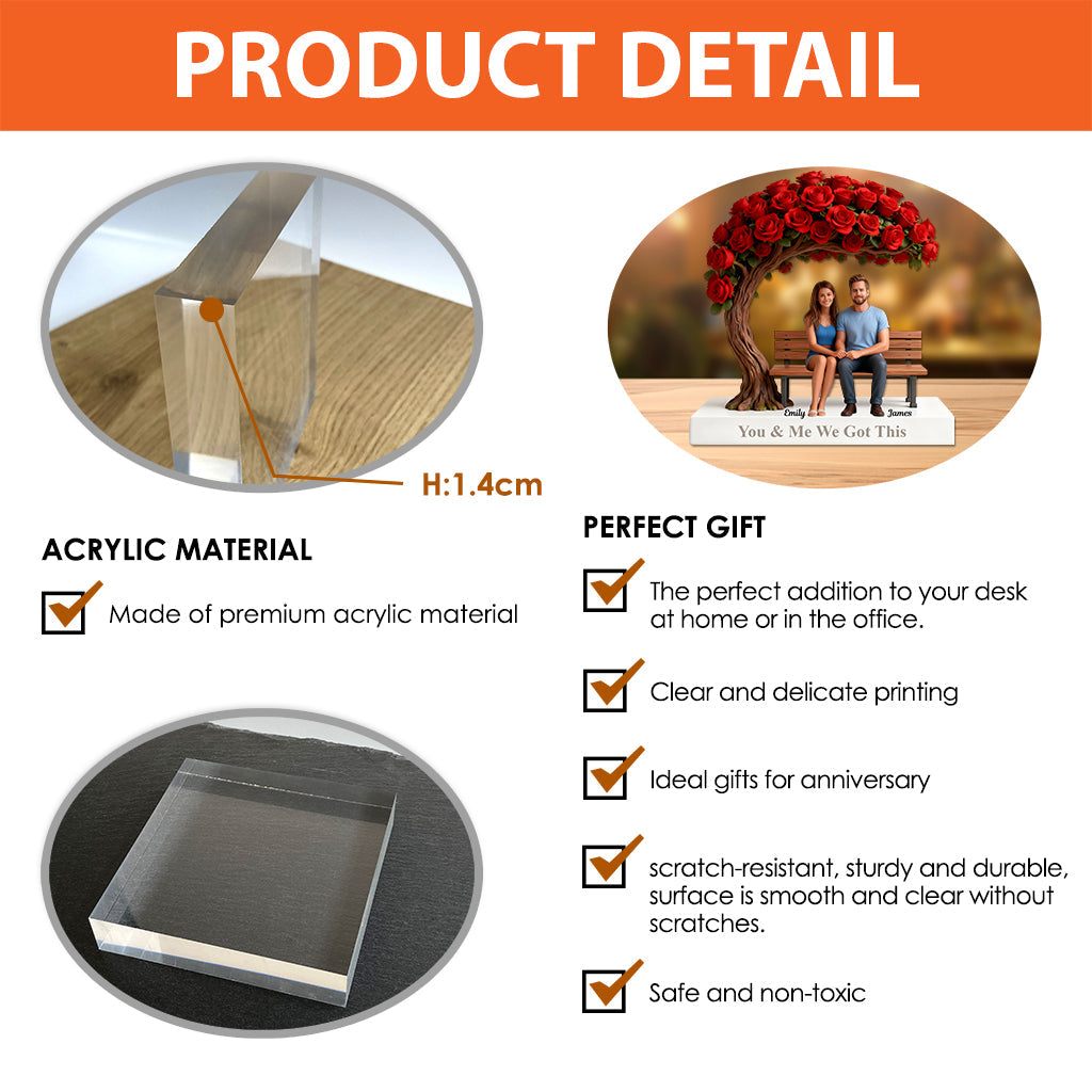 You & Me We Got This - Personalized Couple Custom Shaped Acrylic Plaque