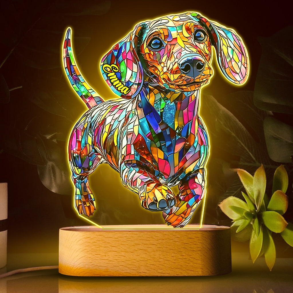 Adorable Dachshund - Personalized Dachshund Shaped Plaque Light Base