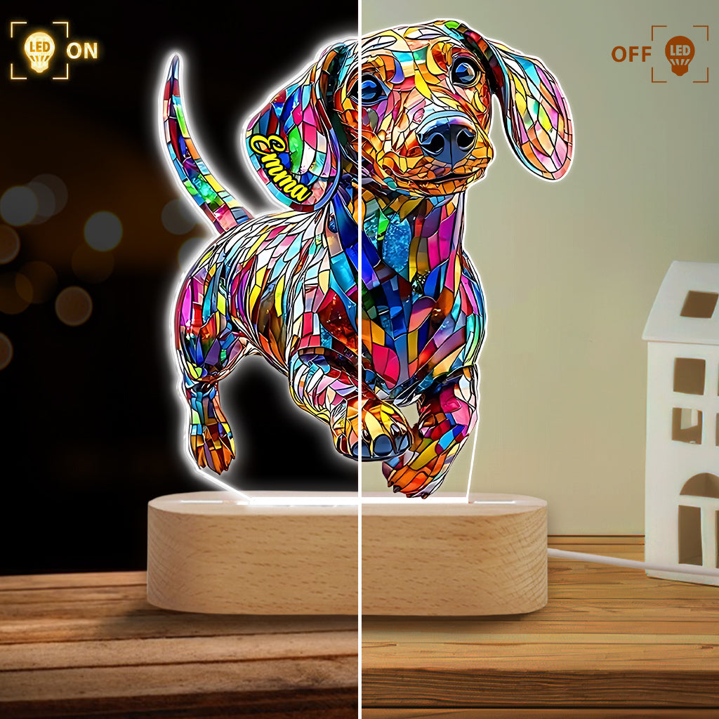 Adorable Dachshund - Personalized Dachshund Shaped Plaque Light Base