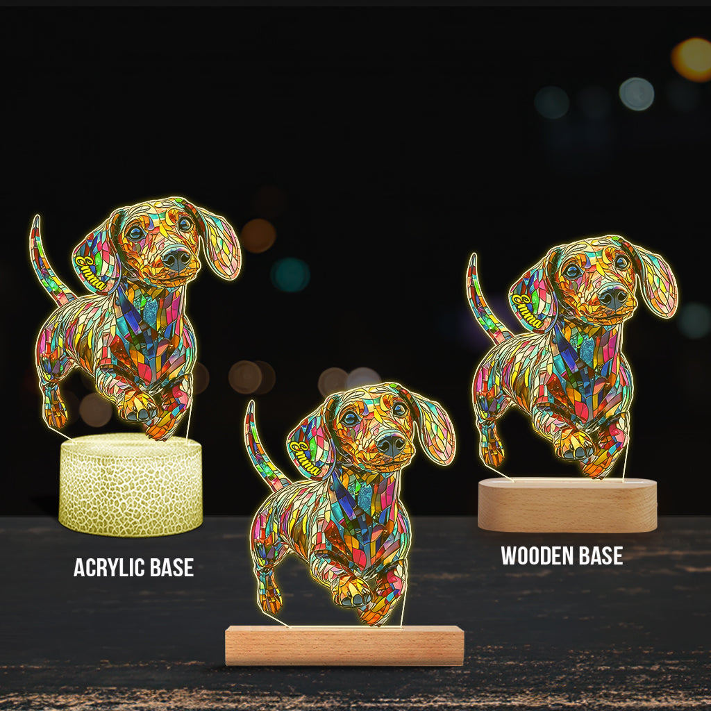 Adorable Dachshund - Personalized Dachshund Shaped Plaque Light Base
