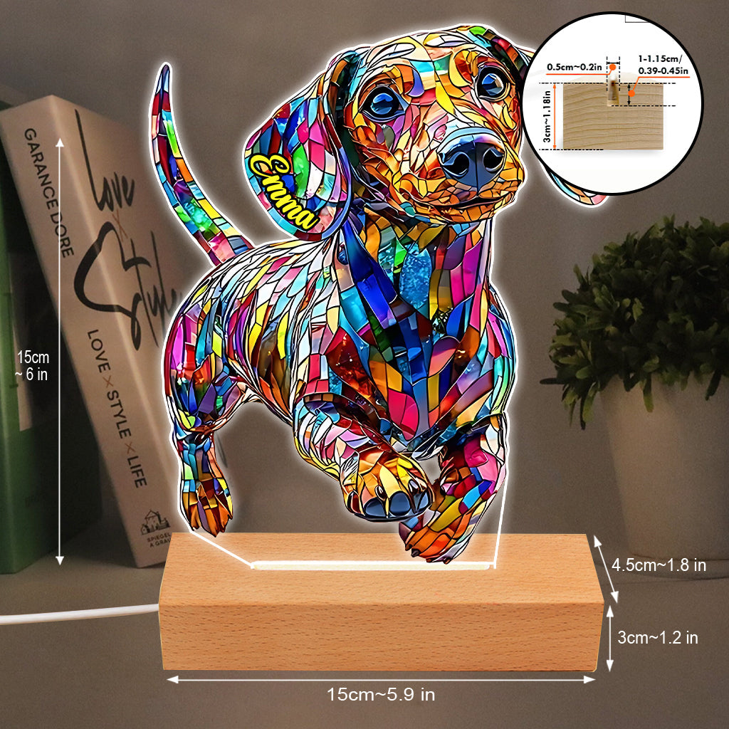 Adorable Dachshund - Personalized Dachshund Shaped Plaque Light Base