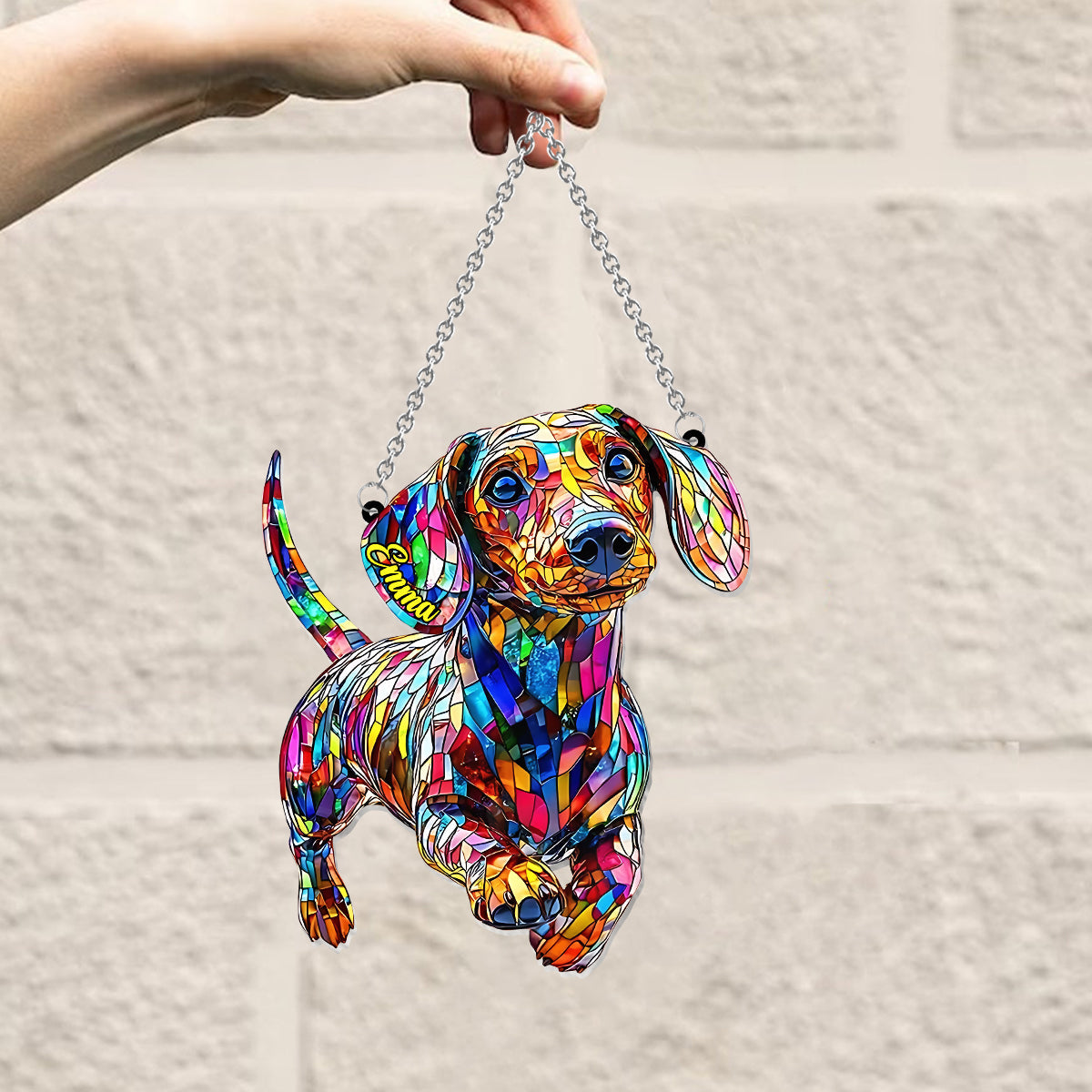 Love Dachshunds - Personalized Dachshund Window Hanging Suncatcher Ornament