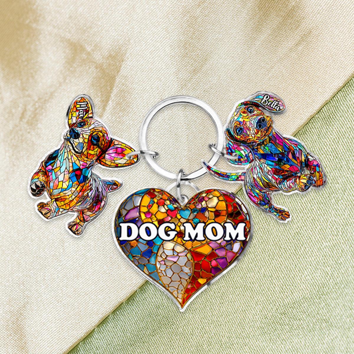 Dog Mom - Personalized Dog Keychain With Charms