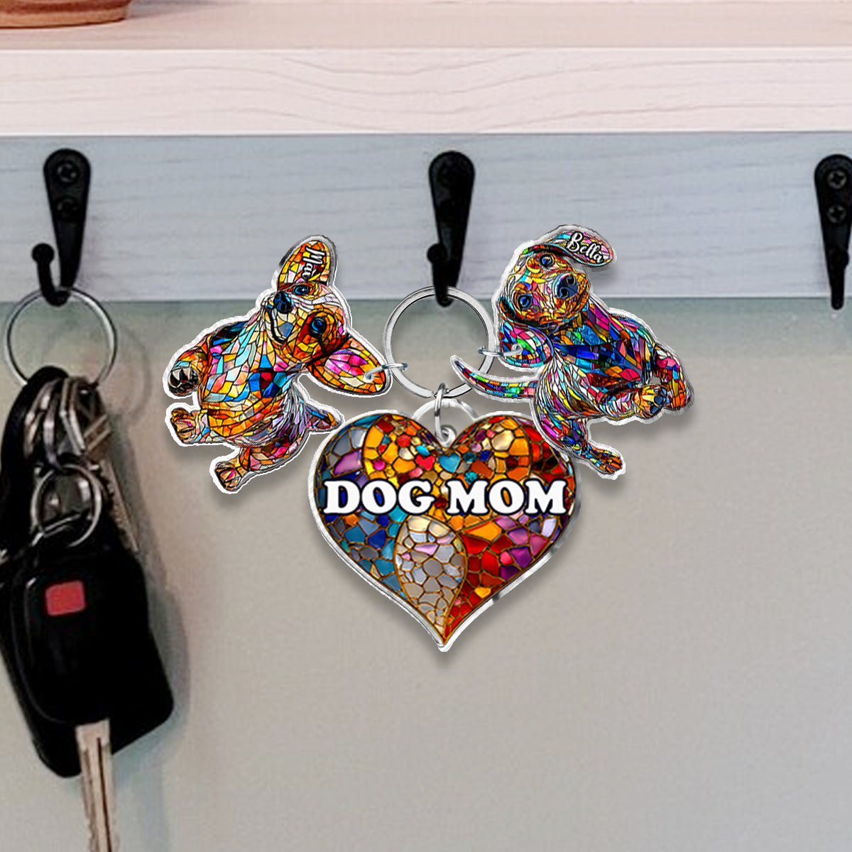 Dog Mom - Personalized Dog Keychain With Charms