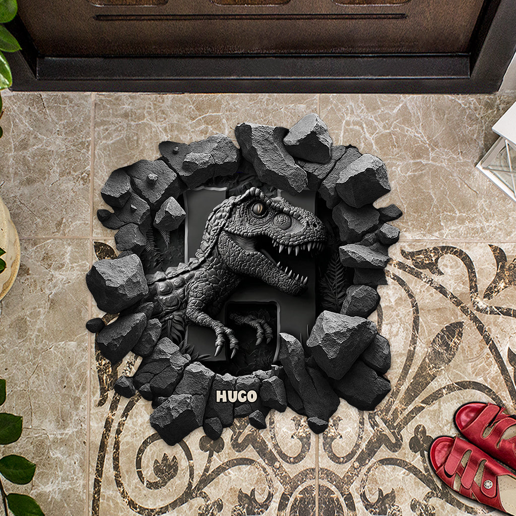 Cool Dinosaur Alphabet Custom Name - Personalized Kid Shaped Doormat/ Rug