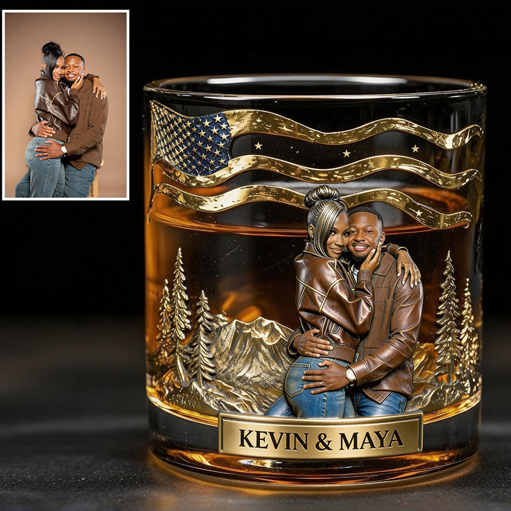Unique Gift For Him, Custom From Any Photo - Personalized Whisky Whiskey Glass