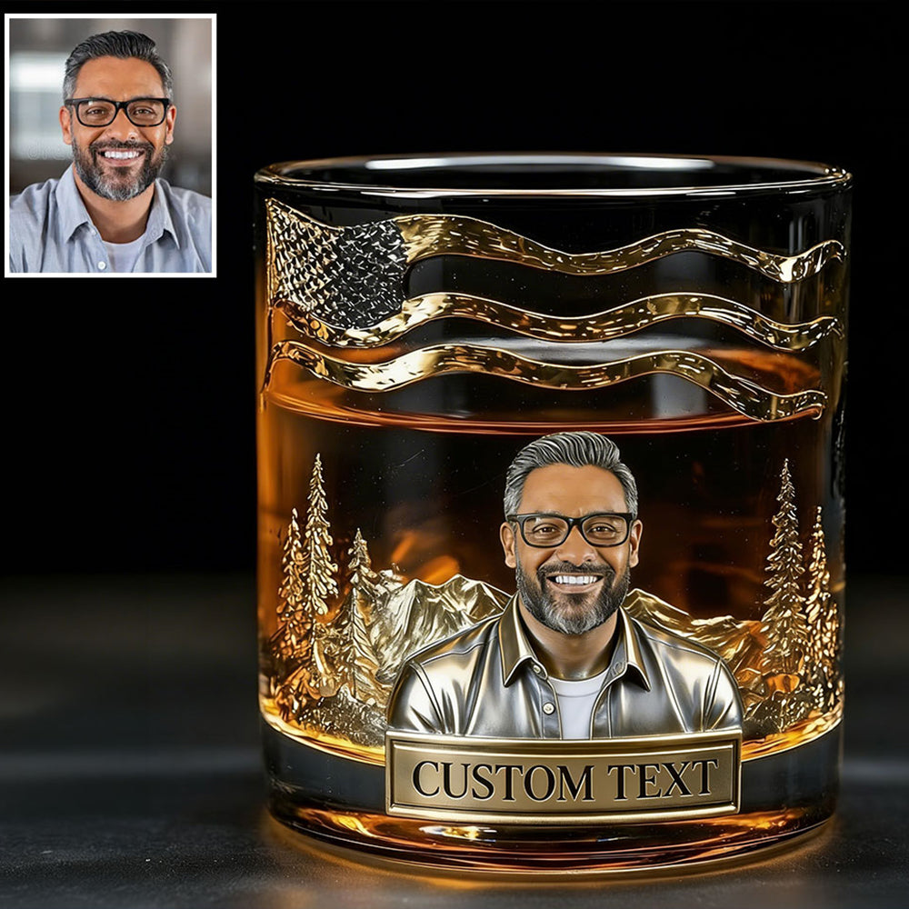 Unique Gift For Him, Custom From Any Photo - Personalized Whisky Whiskey Glass
