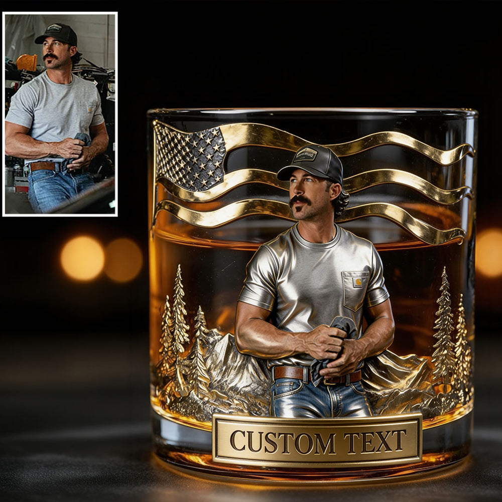 Unique Gift For Him, Custom From Any Photo - Personalized Whisky Whiskey Glass
