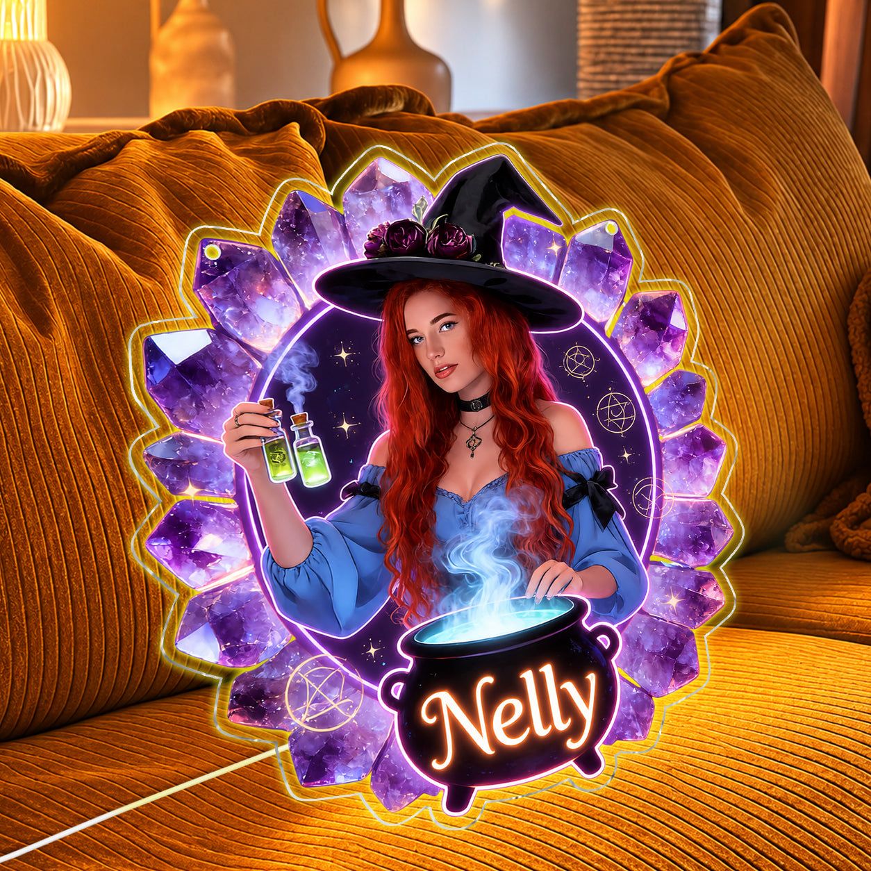 The Witch Is In - Personalized Witch Neon LED Light Sign