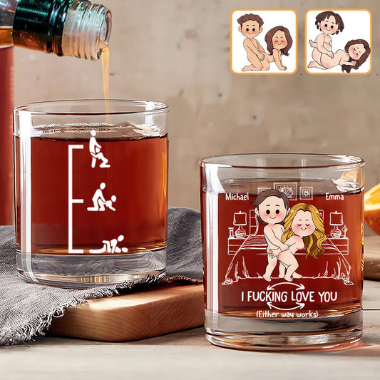 Naughty Couple - Personalized Couple Whiskey Glass