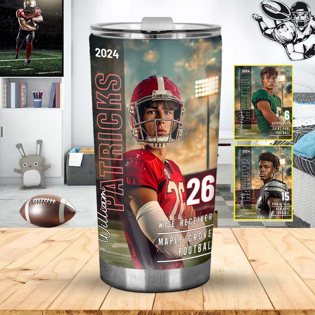 Any Sport, Name, Postion, Number, Team.... - Personalized Football Tumbler