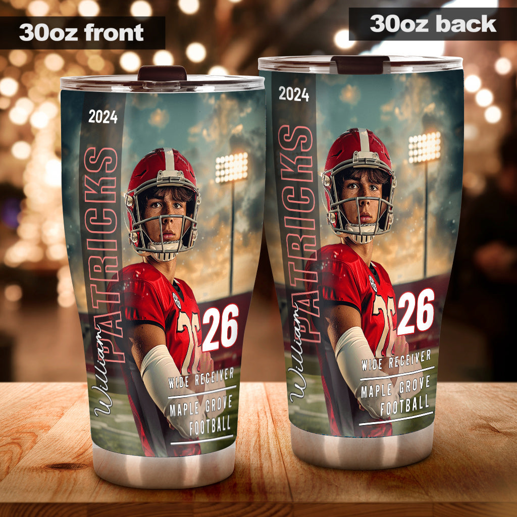 Any Sport, Name, Postion, Number, Team.... - Personalized Football Tumbler