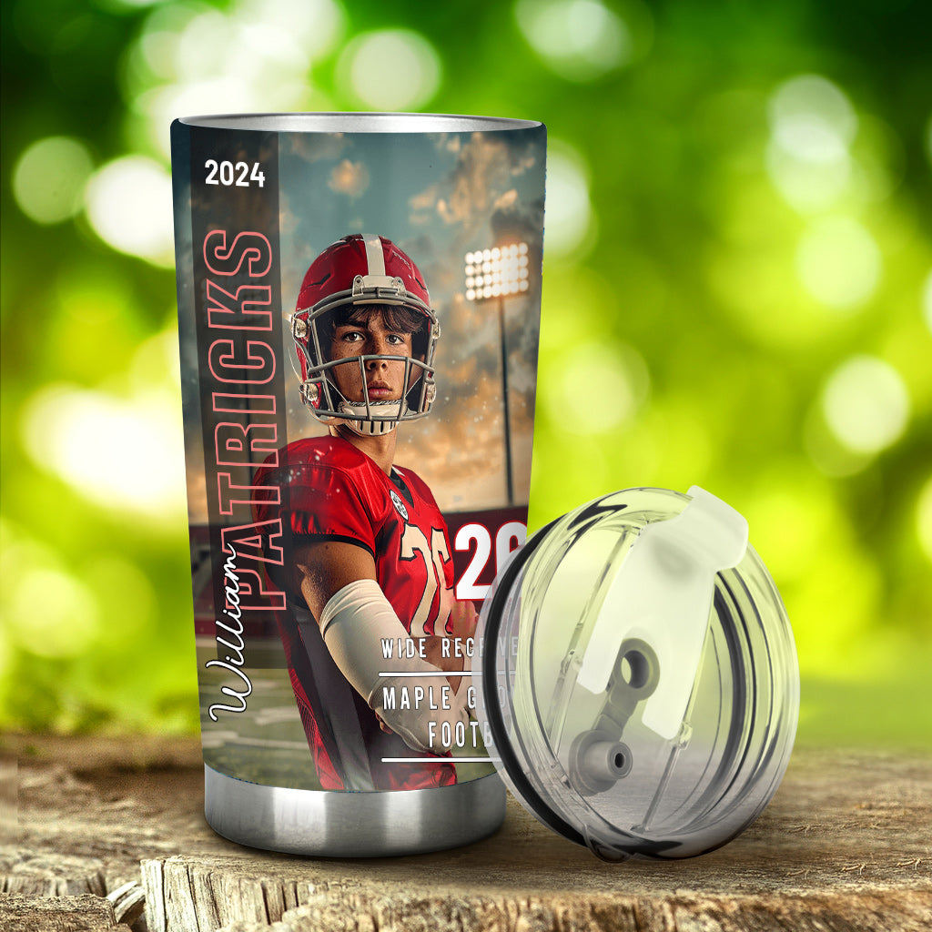 Any Sport, Name, Postion, Number, Team.... - Personalized Football Tumbler