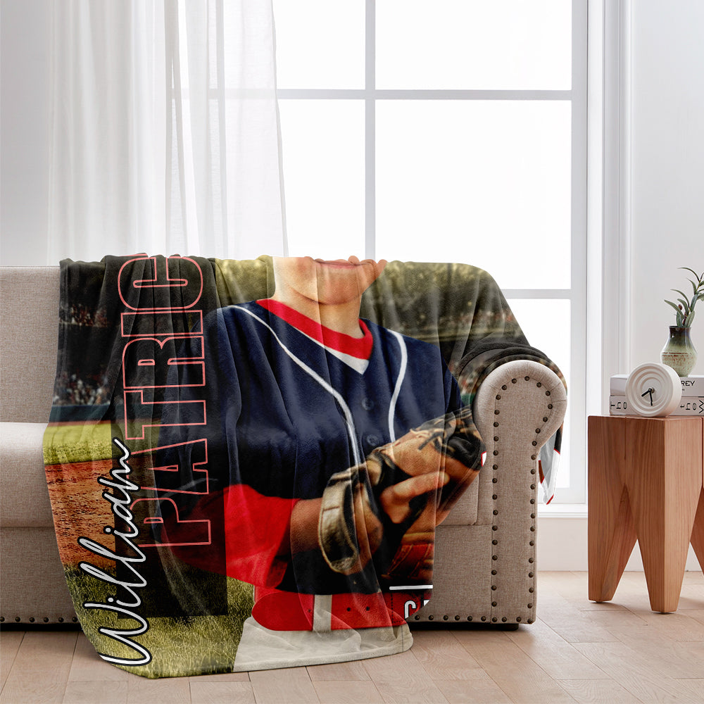 Any Photo, Name, School... - Personalized Baseball Blanket