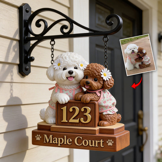 Dog Address Porch Sign - Personalized Dog Wooden Wall Mount Sign