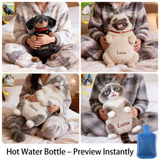Custom From Any Photo - Personalized Dog Hot Water Bottle With Cover