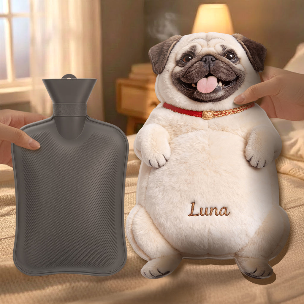 Custom From Any Photo - Personalized Dog Hot Water Bottle With Cover