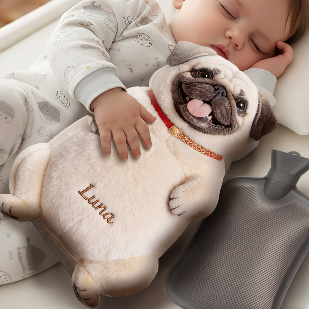 Custom From Any Photo - Personalized Dog Hot Water Bottle With Cover
