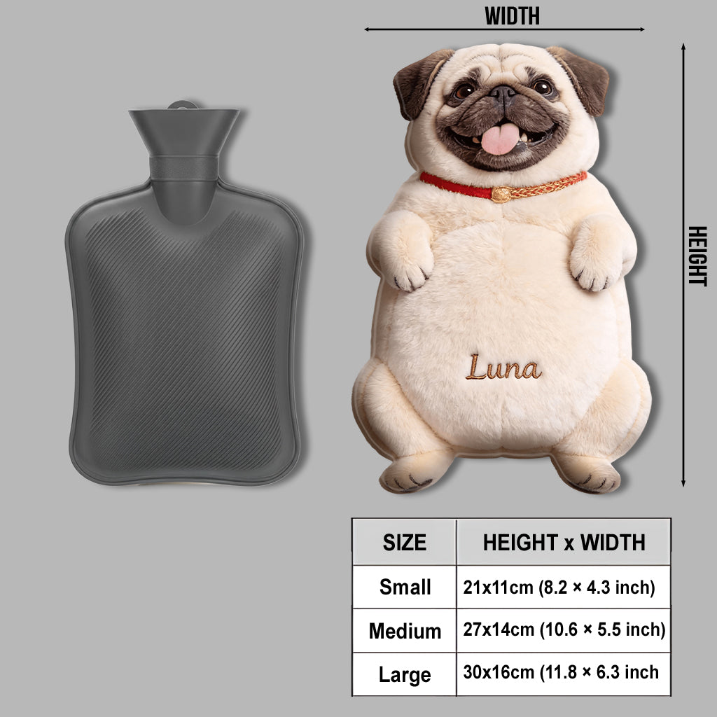 Custom From Any Photo - Personalized Dog Hot Water Bottle With Cover