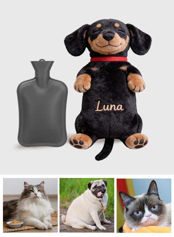 Custom From Any Photo - Personalized Dog Hot Water Bottle With Cover