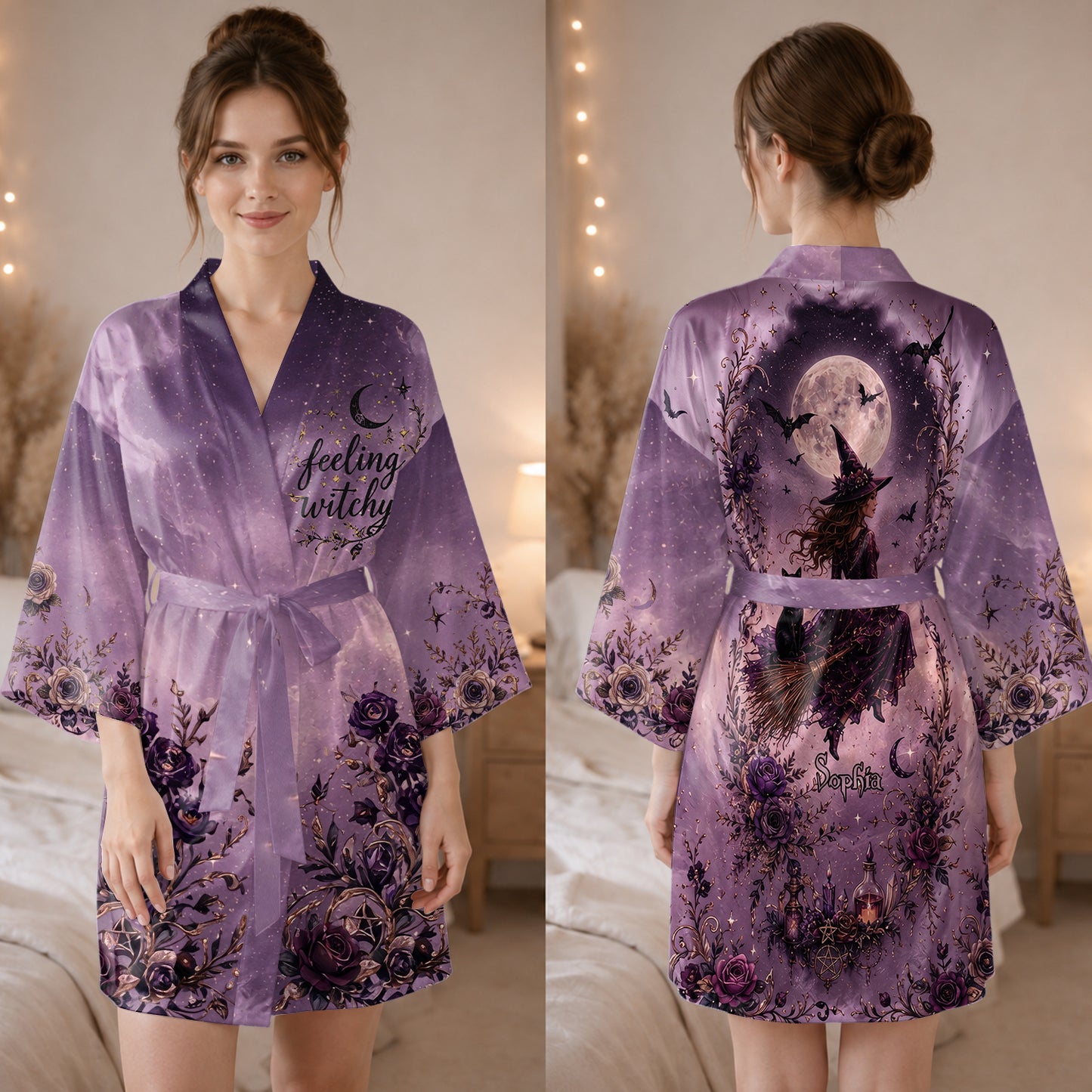 Feeling Witchy - Personalized Witch Satin Robe