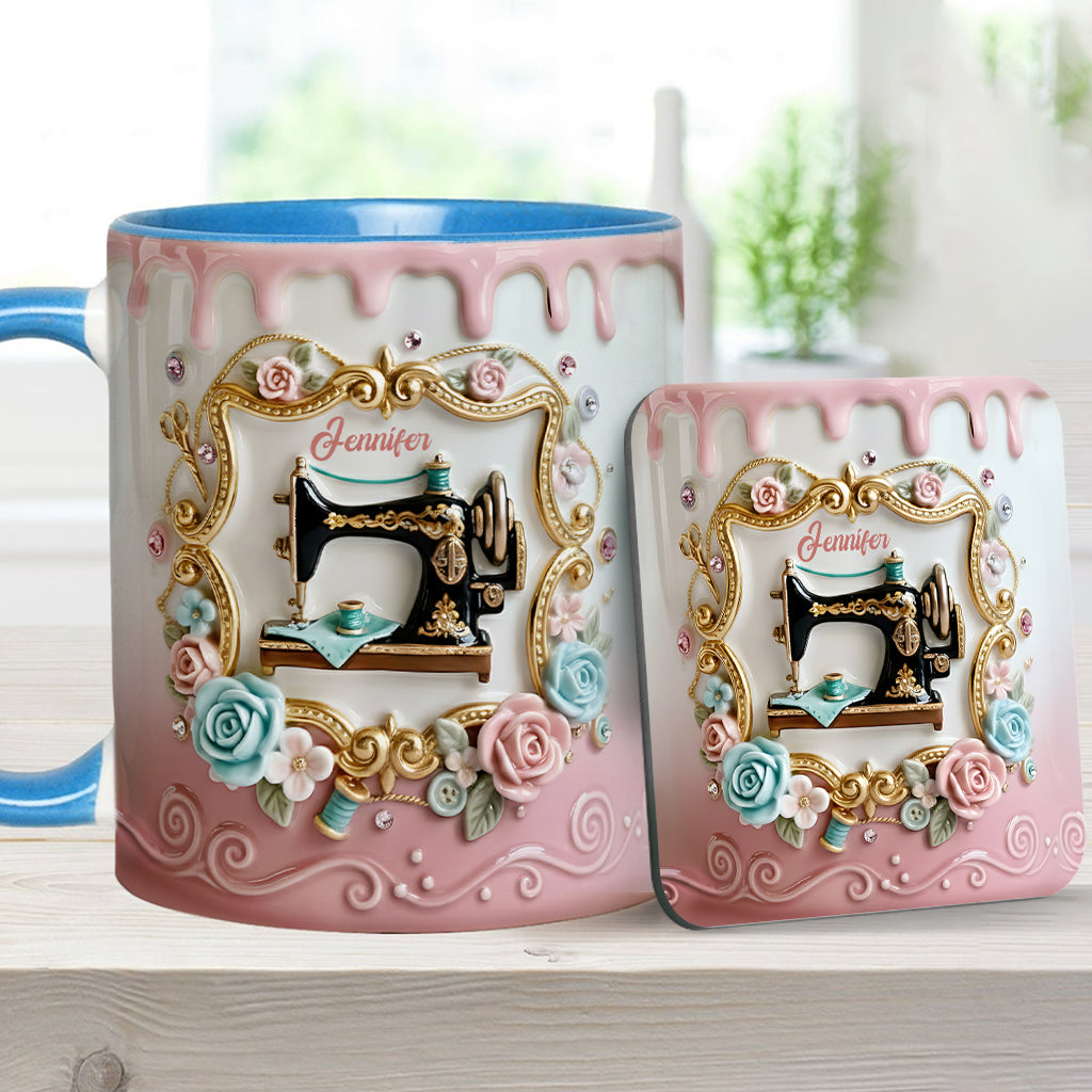 Stunning Sewing Machine - Personalized Sewing Accent Mug & Coaster
