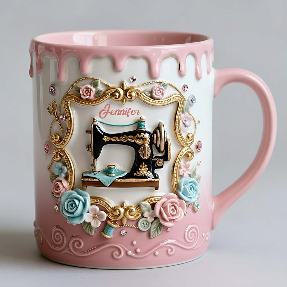 Stunning Sewing Machine - Personalized Sewing Accent Mug & Coaster