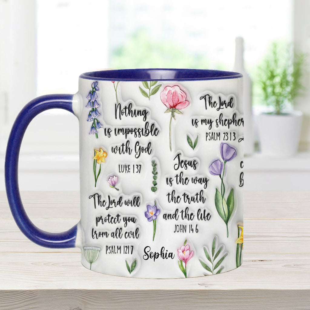 Bible Verse Floral - Personalized Christian Accent Mug