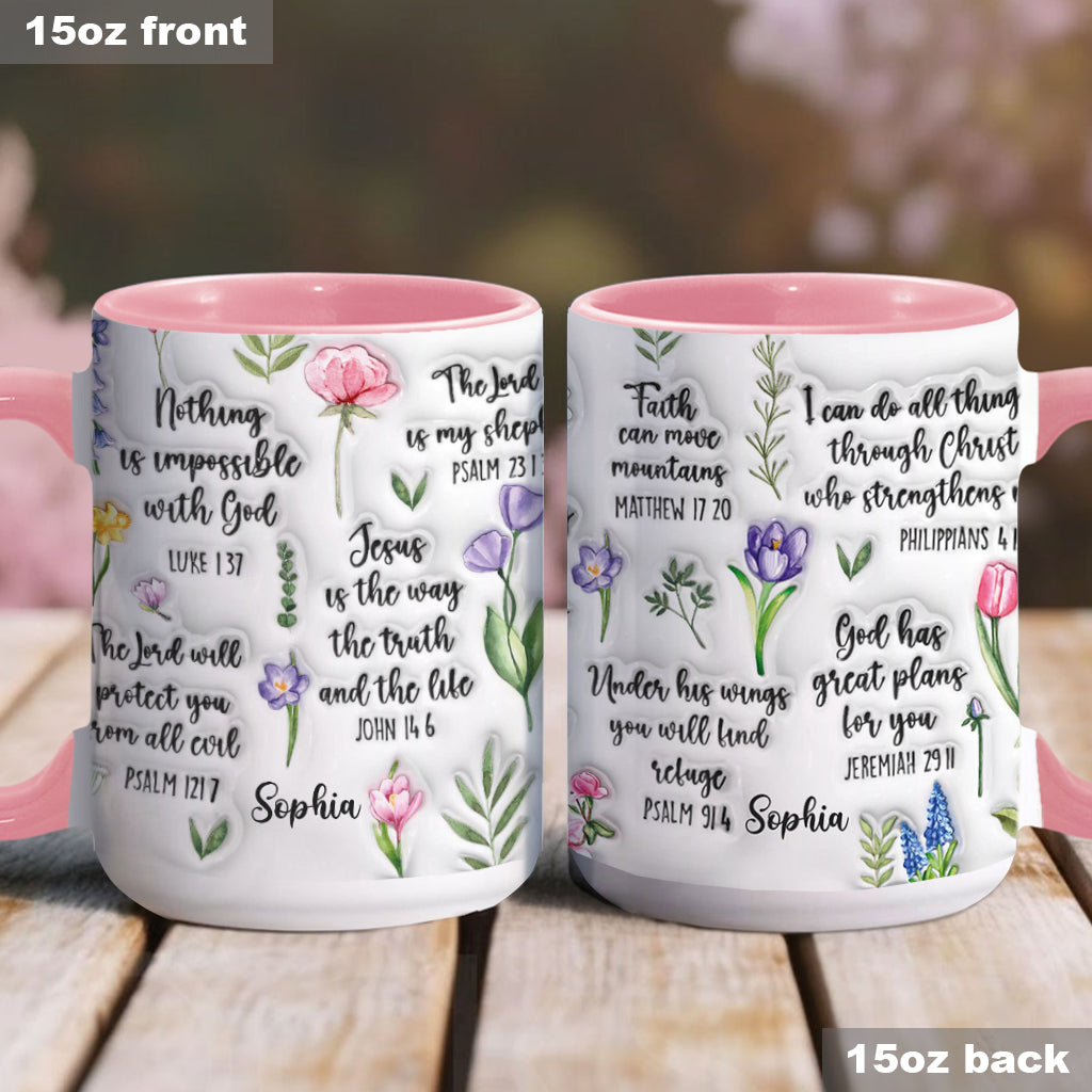 Bible Verse Floral - Personalized Christian Accent Mug