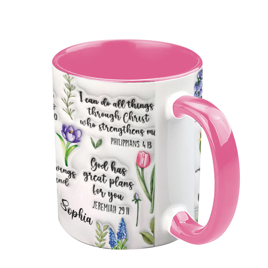 Bible Verse Floral - Personalized Christian Accent Mug