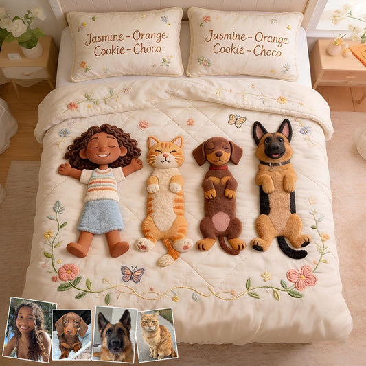 Upload Photo With Pets - Personalized Dog Bedding Set