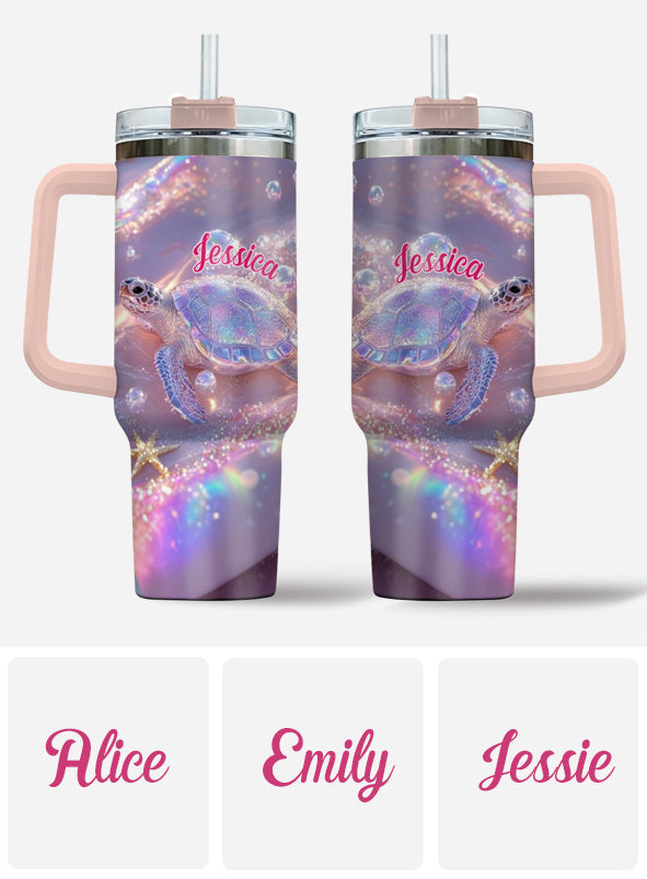 Sparkling Turtle - Personalized Turtle Tumbler With Handle