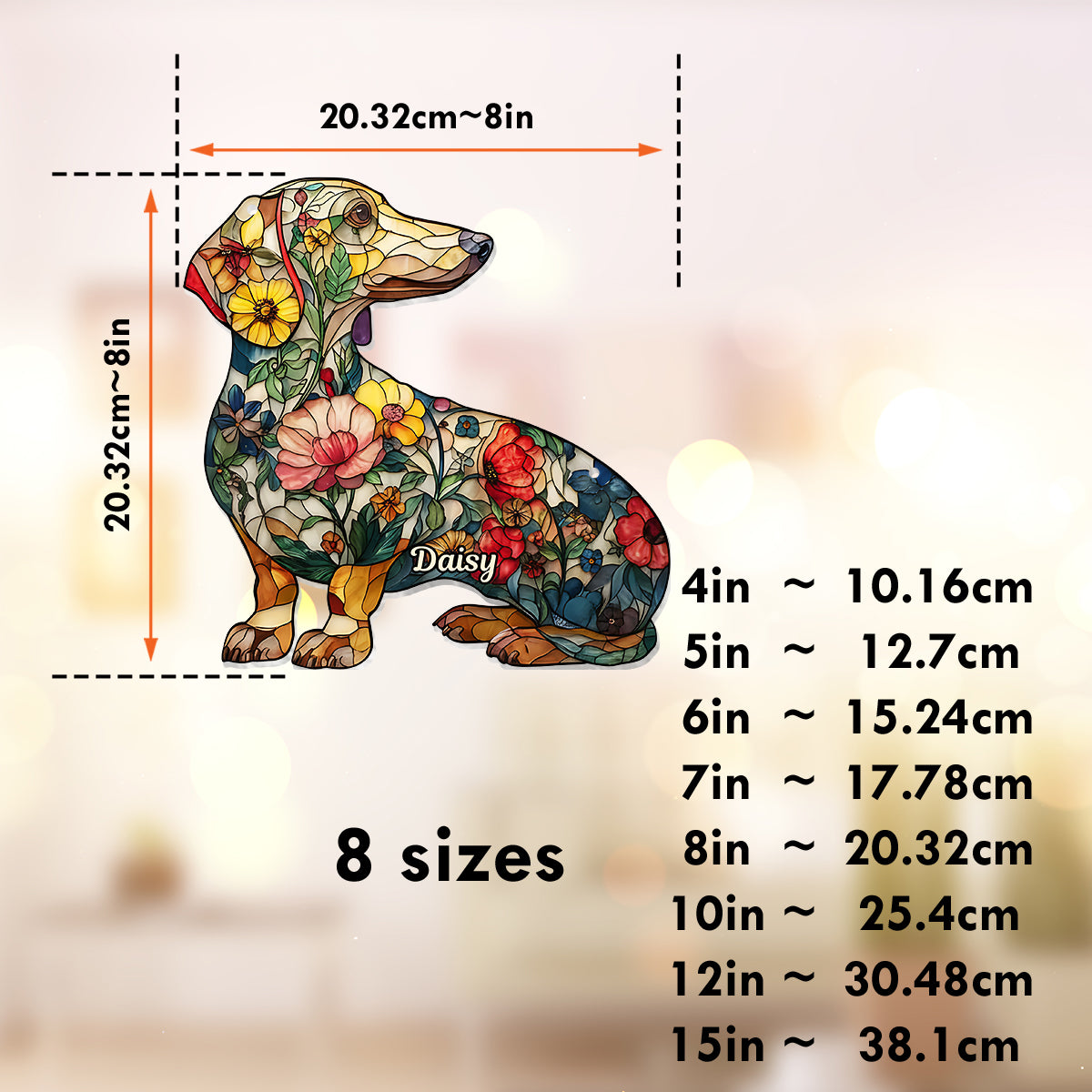 Floral Dogs - Personalized Dog Window Hanging Suncatcher Ornament