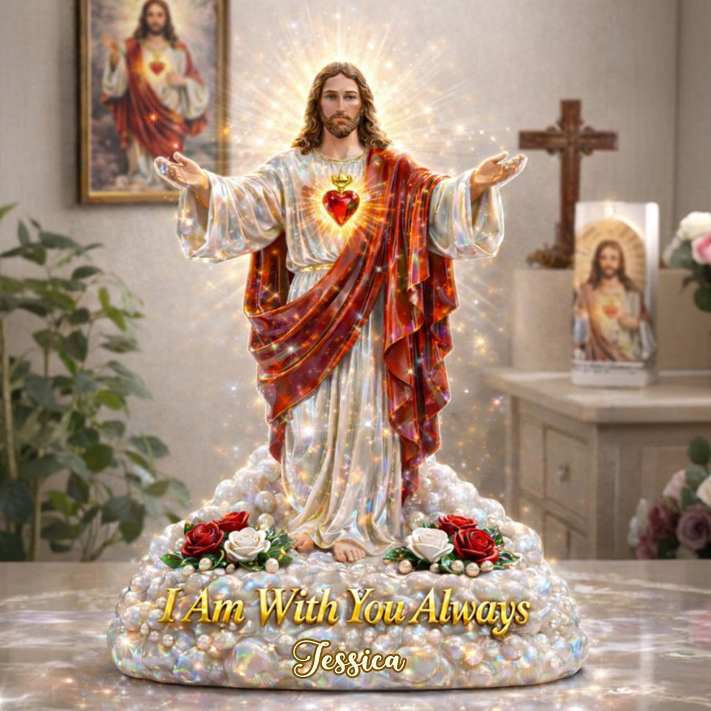 I Am Always With You, Jesus Sacred Heart - Personalized Christian Custom Shaped Acrylic Plaque