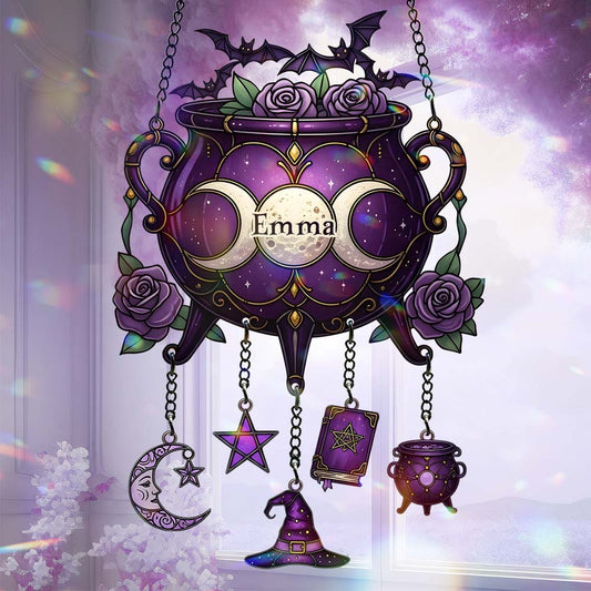 Magical Witch Tools - Personalized Witch Window Hanging Suncatcher With Charms