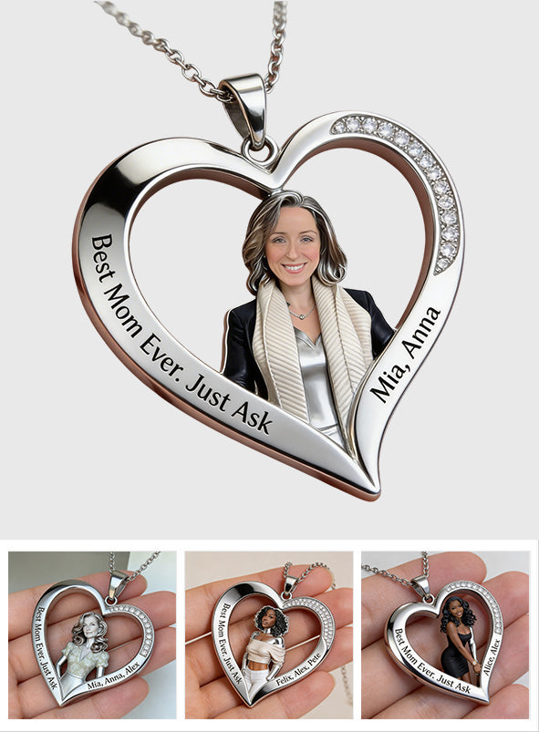 Best Mom Ever - Personalized Mother Shaped Metal Pendant Necklace