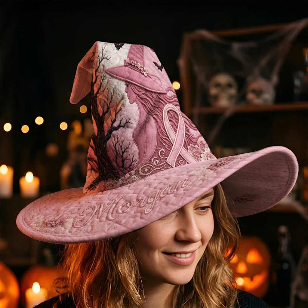 Pink Witch - Personalized Breast Cancer Awareness Quilt Witch Hat