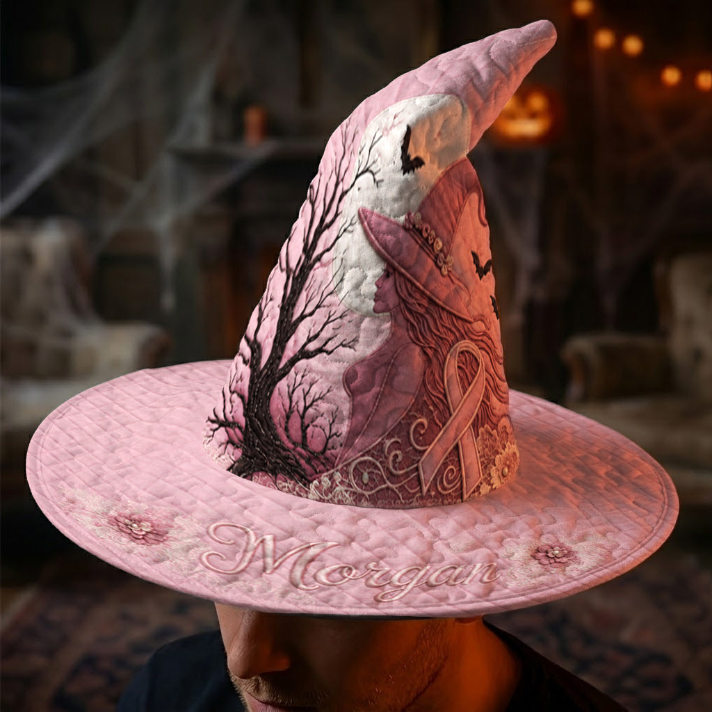 Pink Witch - Personalized Breast Cancer Awareness Quilt Witch Hat