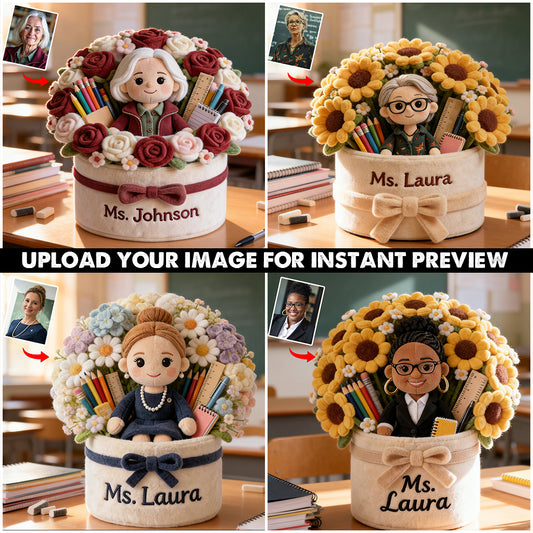 Teacher Plush Bouquet - Personalized Teacher Premium Faux Fur Pillow