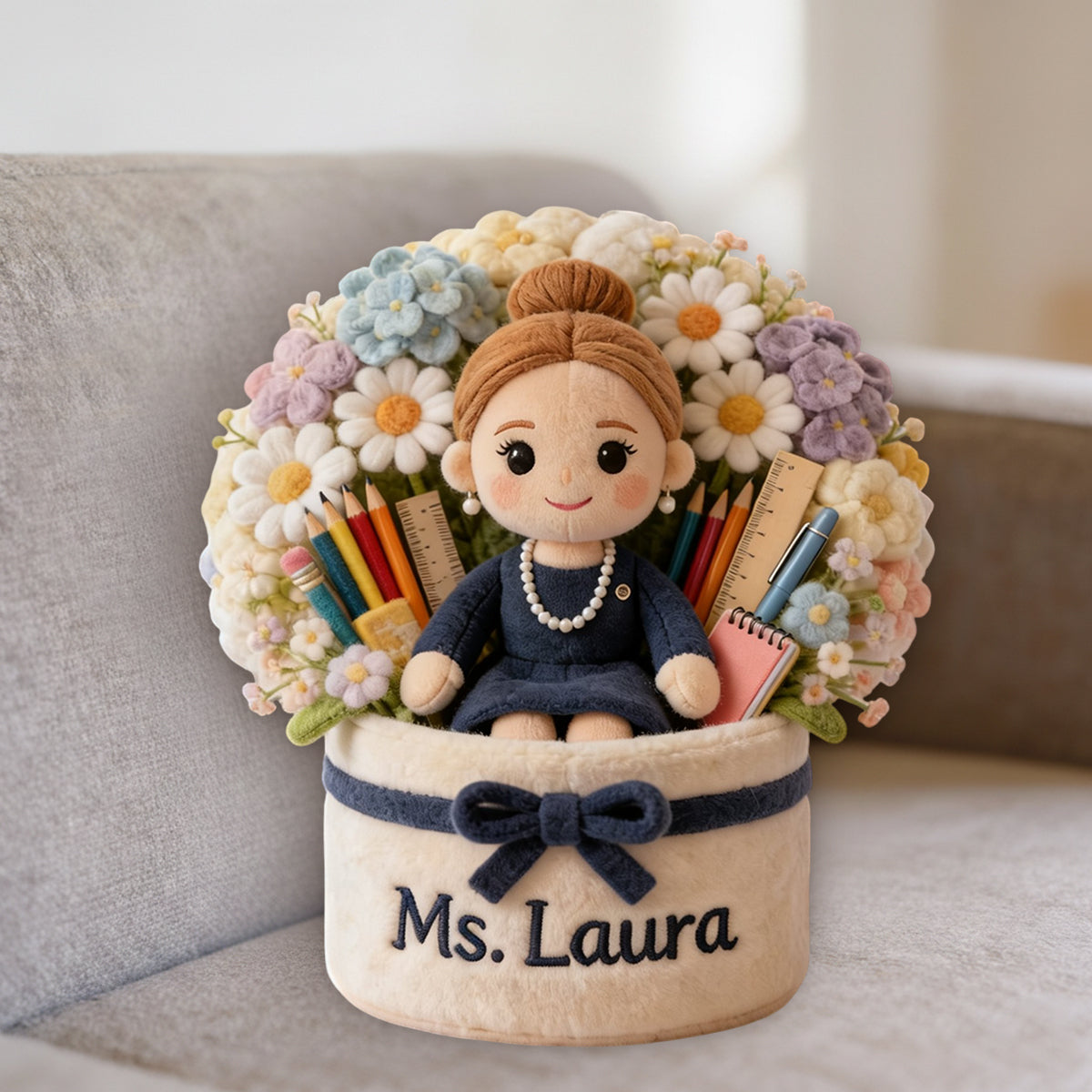 Teacher Plush Bouquet - Personalized Teacher Premium Faux Fur Pillow