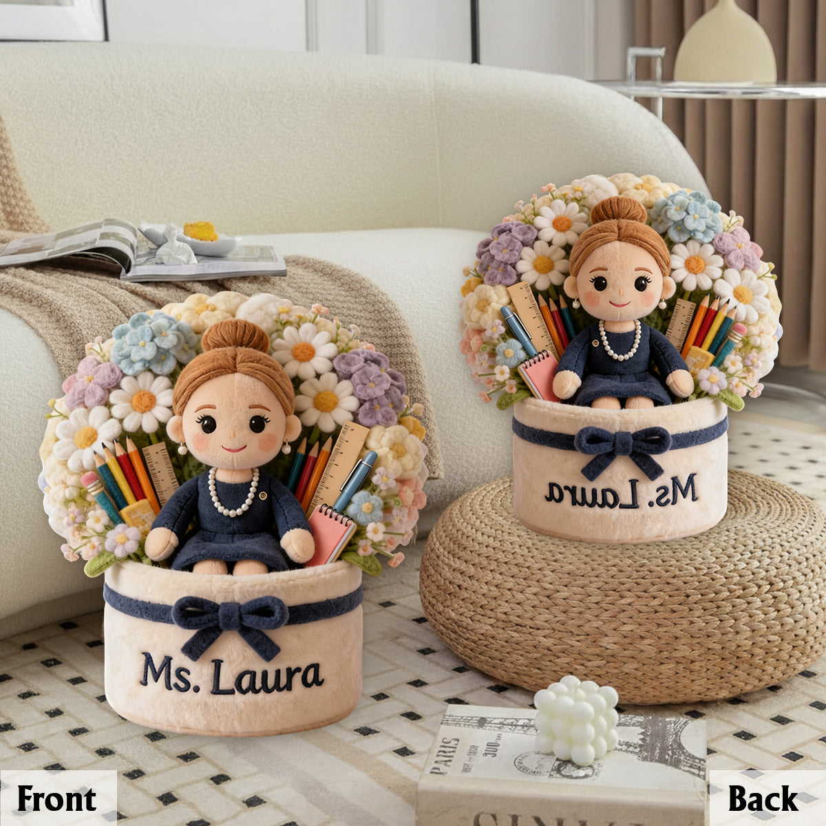Teacher Plush Bouquet - Personalized Teacher Premium Faux Fur Pillow