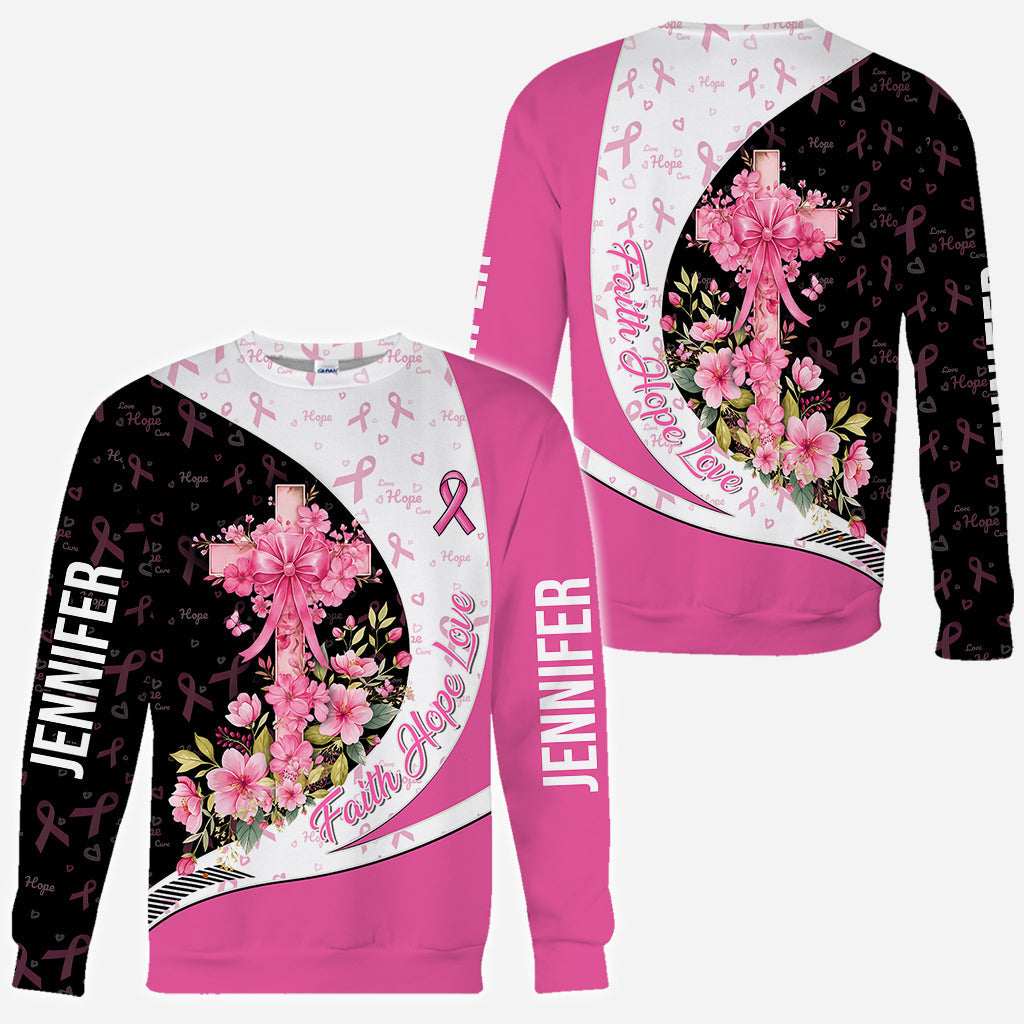 Breast Cancer Awareness – Faith Hope Love - Personalized Breast Cancer Awareness All Over Shirt