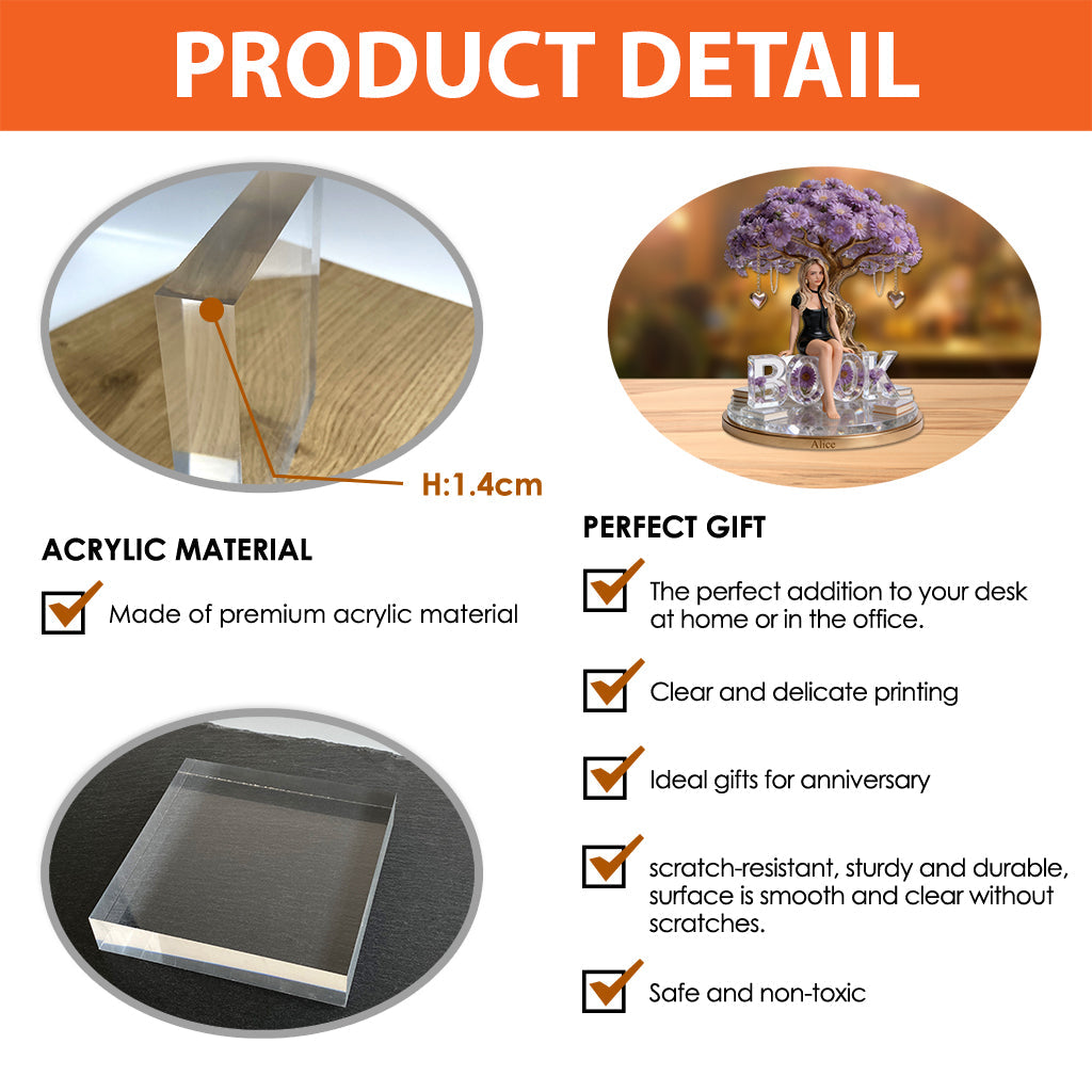 Just A Girl Who Loves Books - Personalized Book Custom Shaped Acrylic Plaque