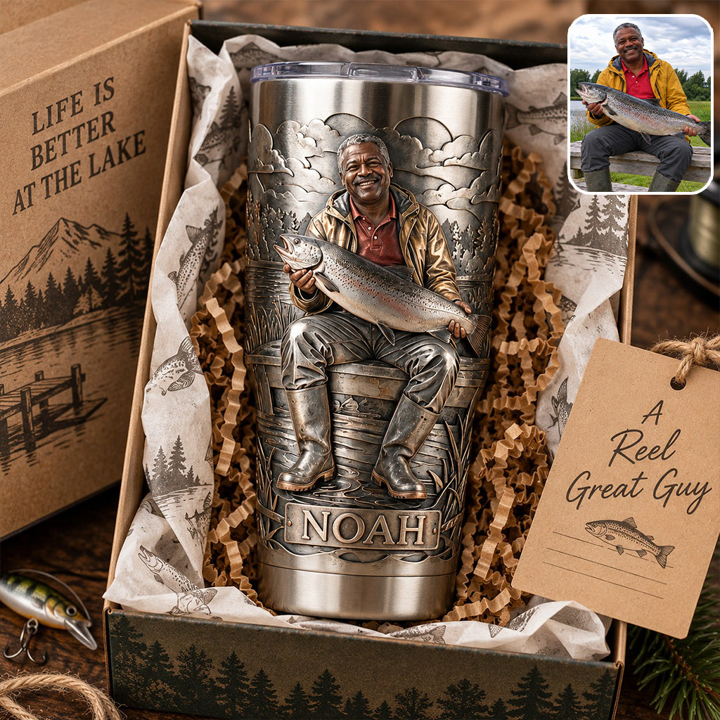 Fisherman With Big Fish - Personalized Fishing Tumbler