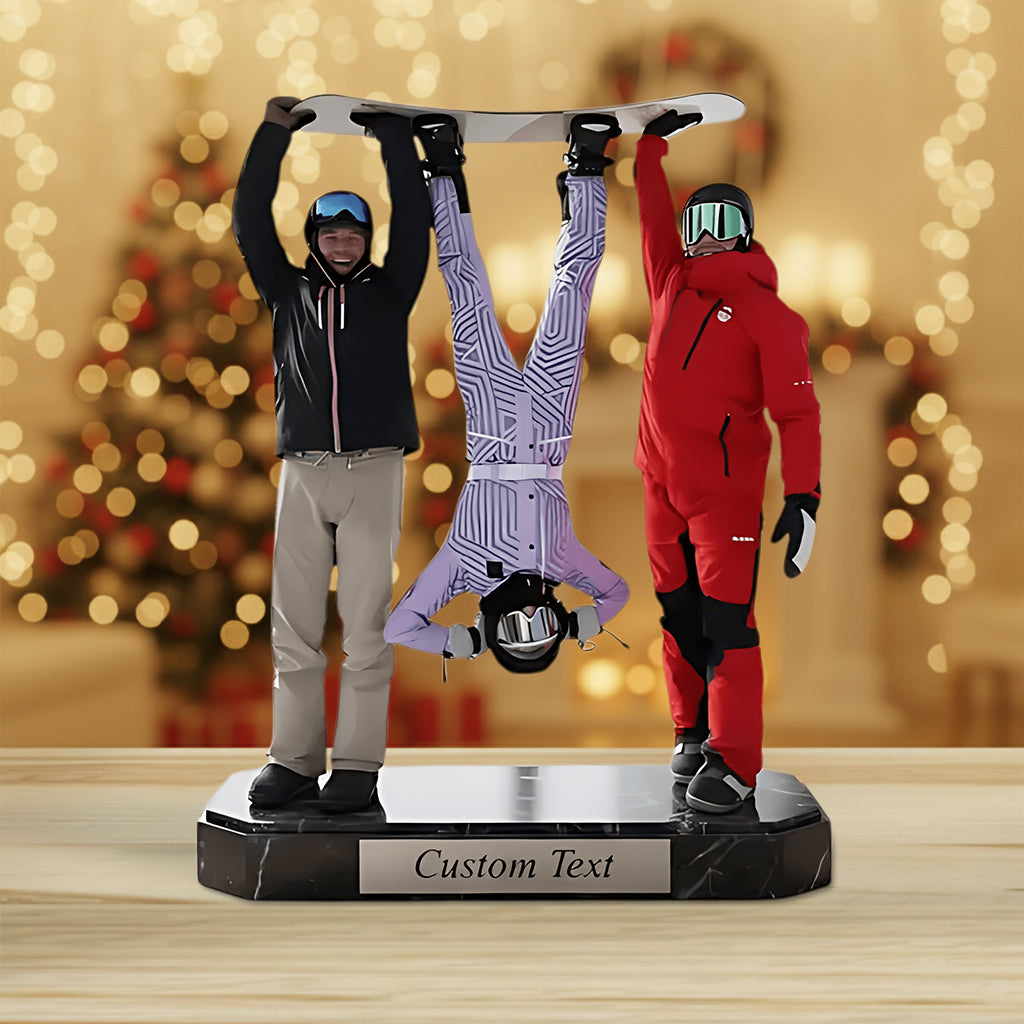 Skiing Makes Me Happy - Personalized Skiing Custom Shaped Acrylic Plaque