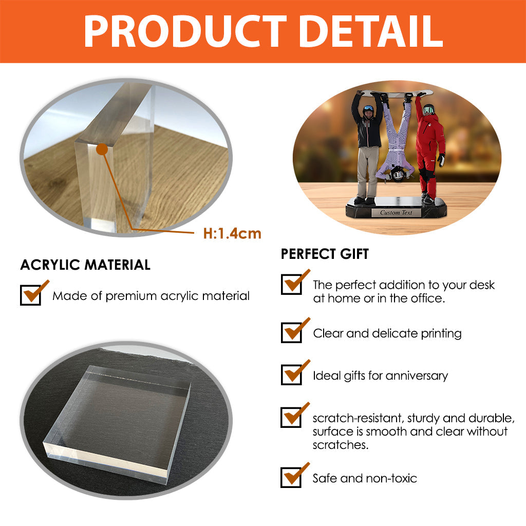 Skiing Makes Me Happy - Personalized Skiing Custom Shaped Acrylic Plaque