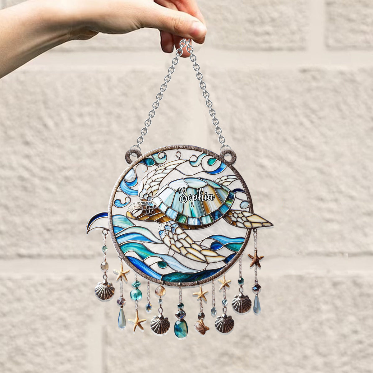 Beautiful Turtle - Personalized Turtle Window Hanging Suncatcher Ornament