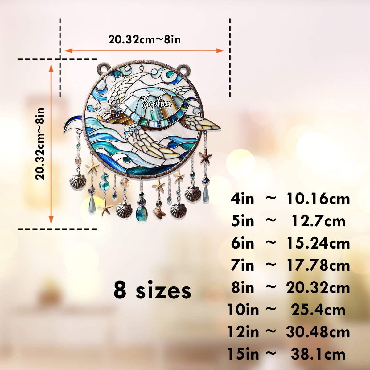 Beautiful Turtle - Personalized Turtle Window Hanging Suncatcher Ornament